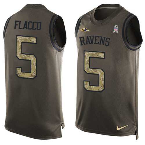 Nike Baltimore Ravens #5 Joe Flacco Green Men's Stitched NFL Limited Salute To Service Tank Top Jersey