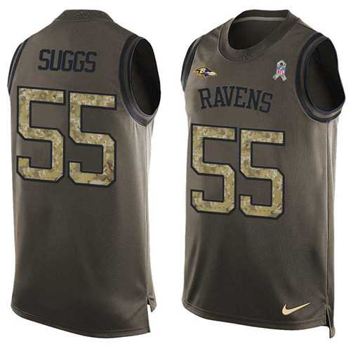 Nike Baltimore Ravens #55 Terrell Suggs Green Men's Stitched NFL Limited Salute To Service Tank Top Jersey