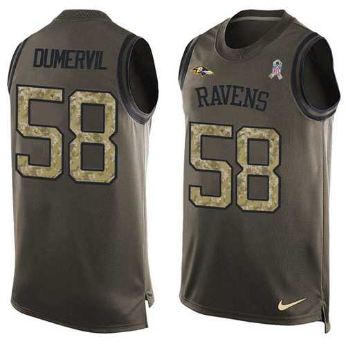 Nike Baltimore Ravens #58 Elvis Dumervil Green Men's Stitched NFL Limited Salute To Service Tank Top Jersey