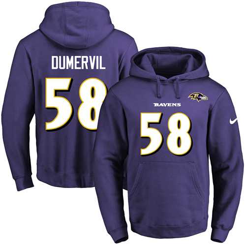 Nike Baltimore Ravens #58 Elvis Dumervil Purple Name & Number Pullover NFL Hoodie