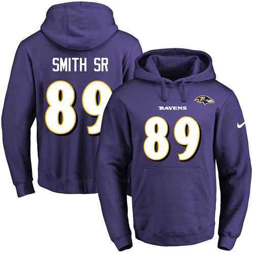 Nike Baltimore Ravens #89 Steve Smith Sr Purple Name & Number Pullover NFL Hoodie
