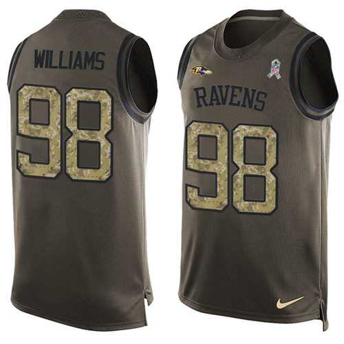 Nike Baltimore Ravens #98 Brandon Williams Green Men's Stitched NFL Limited Salute To Service Tank Top Jersey