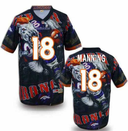 Nike Broncos #18 Peyton Manning Team Color NFL Elite Fanatical Version Jerseys