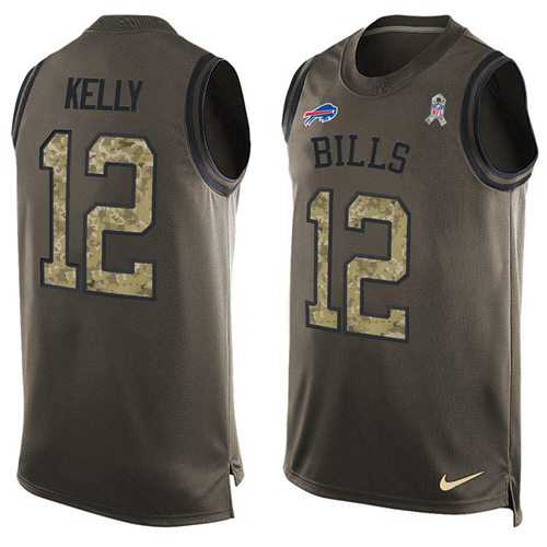 Nike Buffalo Bills #12 Jim Kelly Green Men's Stitched NFL Limited Salute To Service Tank Top Jersey