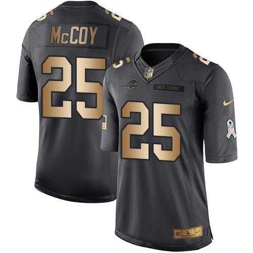Nike Buffalo Bills #25 LeSean McCoy Anthracite Men's Stitched NFL Limited Gold Salute To Service Jersey