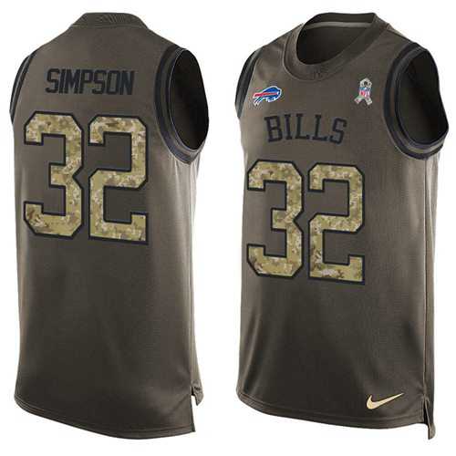 Nike Buffalo Bills #32 O. J. Simpson Green Men's Stitched NFL Limited Salute To Service Tank Top Jersey