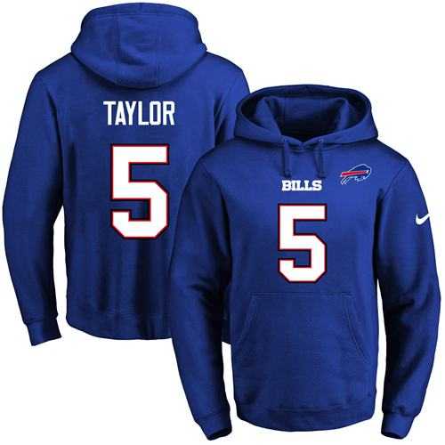 Nike Buffalo Bills #5 Tyrod Taylor Royal Blue Name & Number Pullover NFL Hoodie