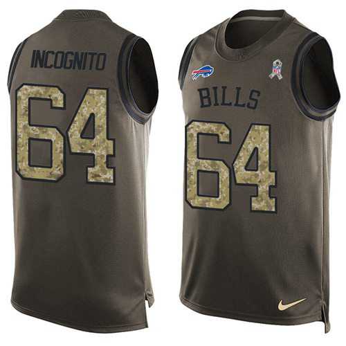 Nike Buffalo Bills #64 Richie Incognito Green Men's Stitched NFL Limited Salute To Service Tank Top Jersey