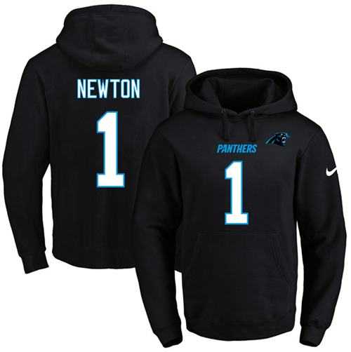 Nike Carolina Panthers #1 Cam Newton Black Name & Number Pullover NFL Hoodie