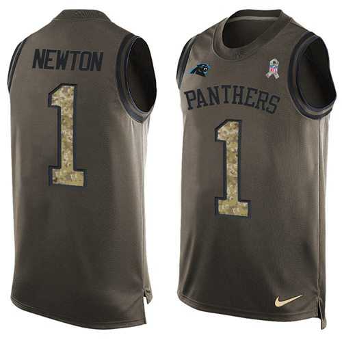 Nike Carolina Panthers #1 Cam Newton Green Men's Stitched NFL Limited Salute To Service Tank Top Jersey