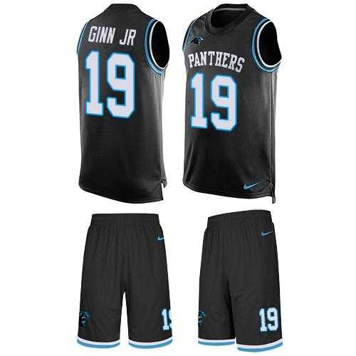 Nike Carolina Panthers #19 Ted Ginn Jr Black Team Color Men's Stitched NFL Limited Tank Top Suit Jersey