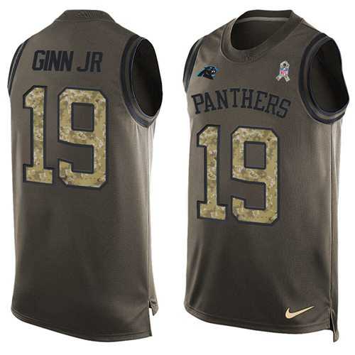 Nike Carolina Panthers #19 Ted Ginn Jr Green Men's Stitched NFL Limited Salute To Service Tank Top Jersey