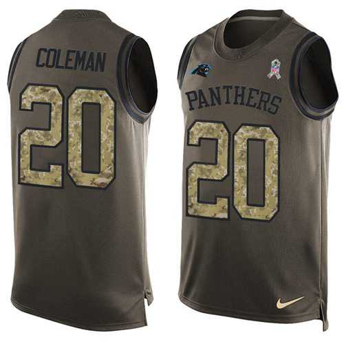 Nike Carolina Panthers #20 Kurt Coleman Green Men's Stitched NFL Limited Salute To Service Tank Top Jersey