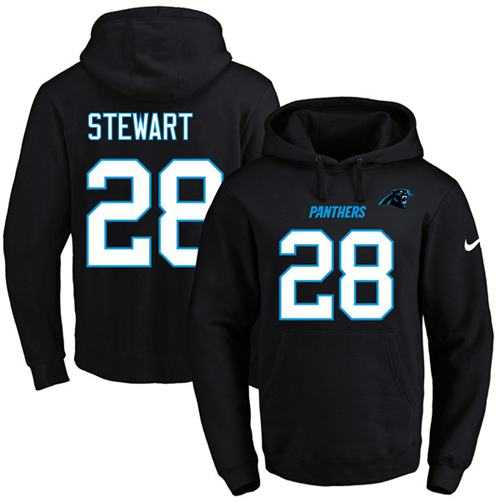 Nike Carolina Panthers #28 Jonathan Stewart Black Name & Number Pullover NFL Hoodie