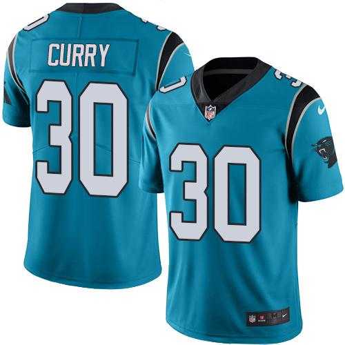 Nike Carolina Panthers #30 Stephen Curry Blue Men's Stitched NFL Limited Rush Jersey