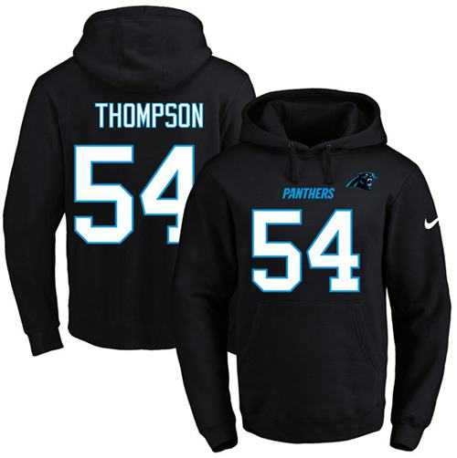 Nike Carolina Panthers #54 Shaq Thompson Black Name & Number Pullover NFL Hoodie