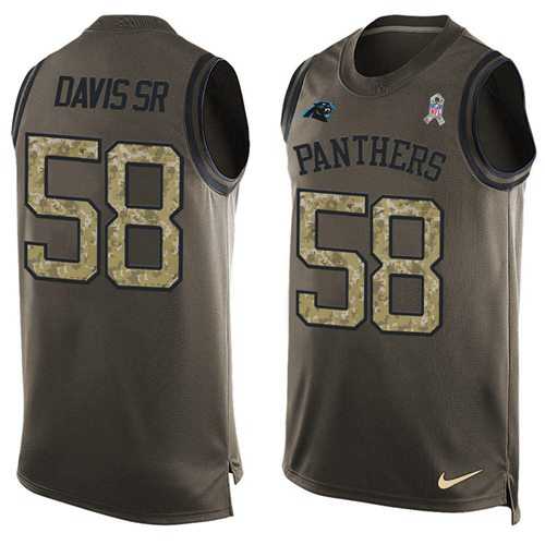 Nike Carolina Panthers #58 Thomas Davis Sr Green Men's Stitched NFL Limited Salute To Service Tank Top Jersey