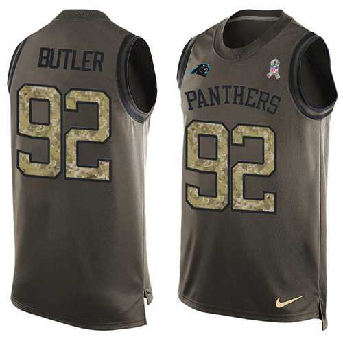 Nike Carolina Panthers #92 Vernon Butler Green Men's Stitched NFL Limited Salute To Service Tank Top Jersey