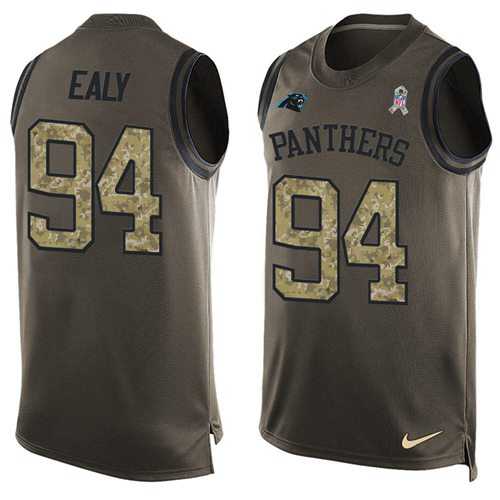 Nike Carolina Panthers #94 Kony Ealy Green Men's Stitched NFL Limited Salute To Service Tank Top Jersey