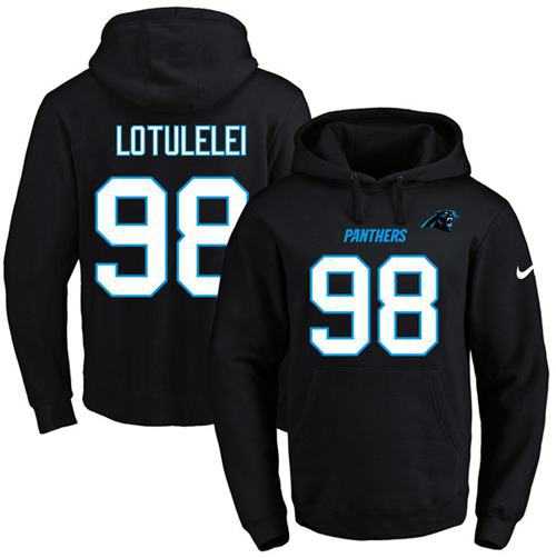 Nike Carolina Panthers #98 Star Lotulelei Black Name & Number Pullover NFL Hoodie