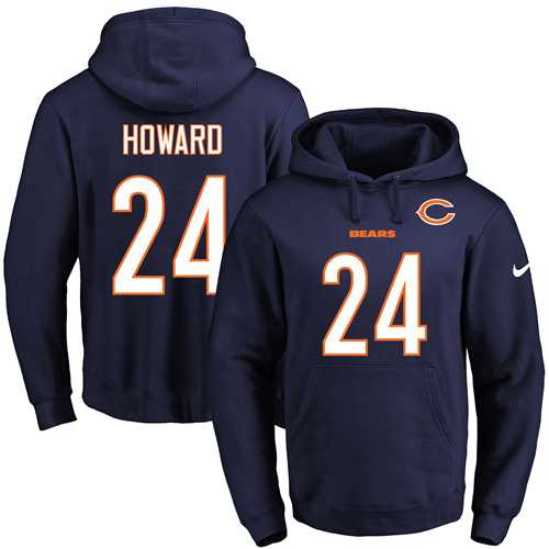 Nike Chicago Bears #24 Jordan Howard Navy Blue Name & Number Pullover NFL Hoodie