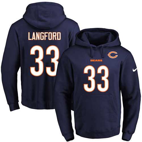 Nike Chicago Bears #33 Jeremy Langford Navy Blue Name & Number Pullover NFL Hoodie