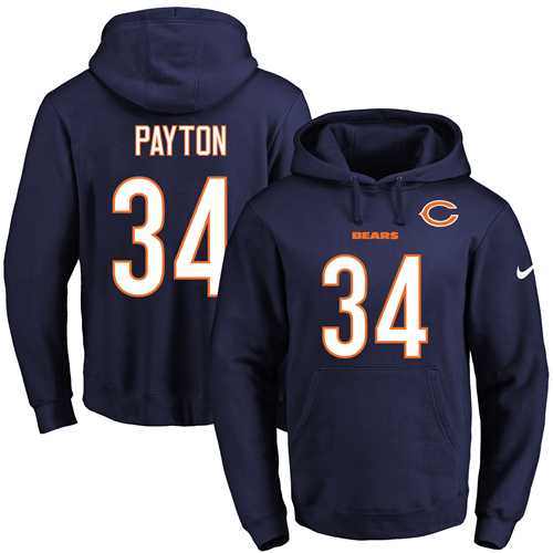 Nike Chicago Bears #34 Walter Payton Navy Blue Name & Number Pullover NFL Hoodie