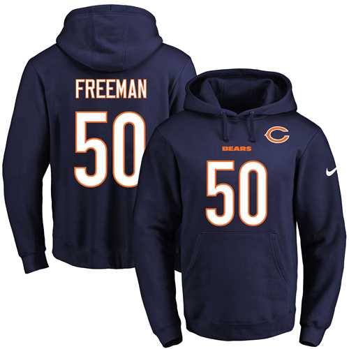 Nike Chicago Bears #50 Jerrell Freeman Navy Blue Name & Number Pullover NFL Hoodie
