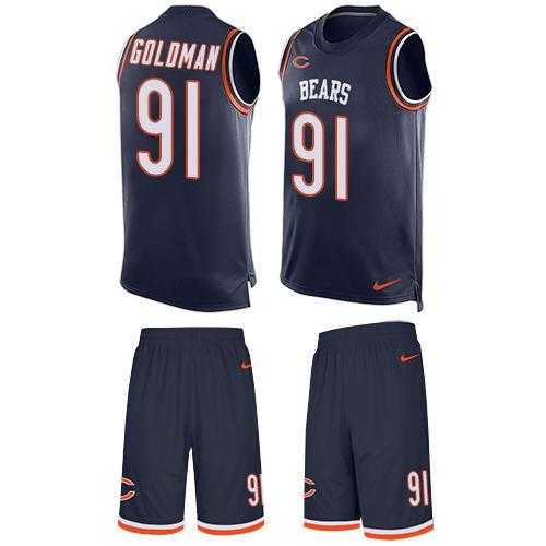 Nike Chicago Bears #91 Eddie Goldman Navy Blue Team Color Men's Stitched NFL Limited Tank Top Suit Jersey