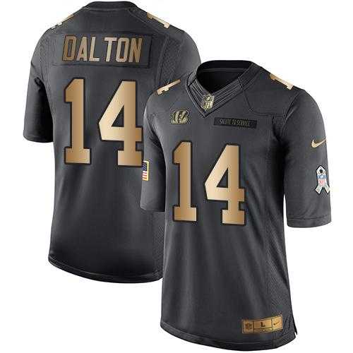 Nike Cincinnati Bengals #14 Andy Dalton Anthracite Men's Stitched NFL Limited Gold Salute To Service Jersey