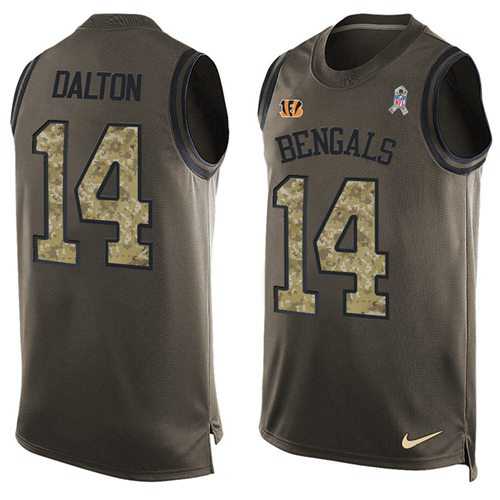 Nike Cincinnati Bengals #14 Andy Dalton Green Men's Stitched NFL Limited Salute To Service Tank Top Jersey