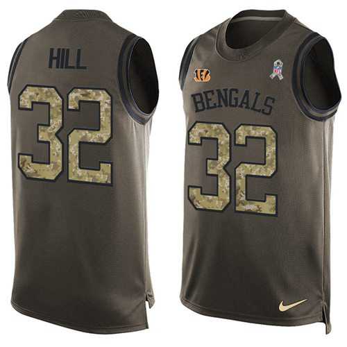 Nike Cincinnati Bengals #32 Jeremy Hill Green Men's Stitched NFL Limited Salute To Service Tank Top Jersey