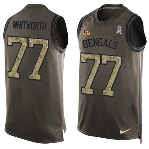 Nike Cincinnati Bengals #77 Andrew Whitworth Green Men's Stitched NFL Limited Salute To Service Tank Top Jersey