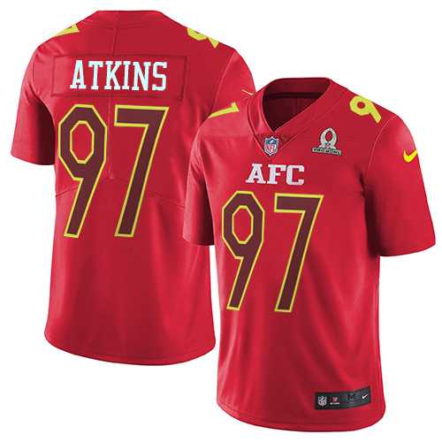 Nike Cincinnati Bengals #97 Geno Atkins Red Men's Stitched NFL Limited AFC 2017 Pro Bowl Jersey