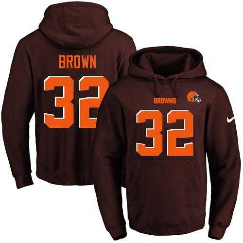 Nike Cleveland Browns #32 Jim Brown Brown Name & Number Pullover NFL Hoodie