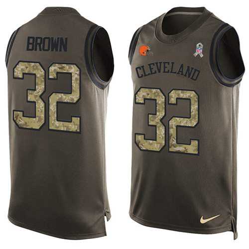 Nike Cleveland Browns #32 Jim Brown Green Men's Stitched NFL Limited Salute To Service Tank Top Jersey