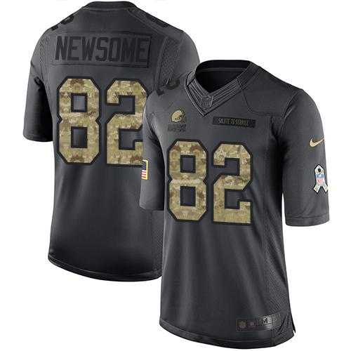 Nike Cleveland Browns #82 Ozzie Newsome Black Men's Stitched NFL Limited 2016 Salute to Service Jersey