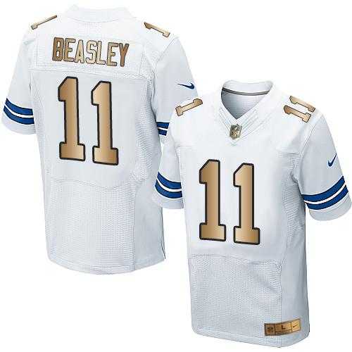 Nike Dallas Cowboys #11 Cole Beasley White Men's Stitched NFL Elite Gold Jersey