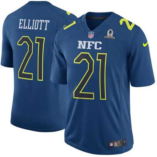 Nike Dallas Cowboys #21 Ezekiel Elliott Navy Men's Stitched NFL Game NFC 2017 Pro Bowl Jersey