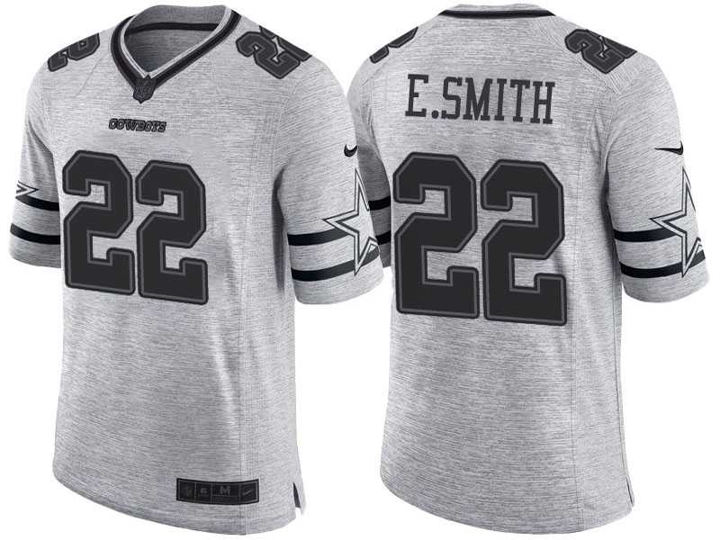Nike Dallas Cowboys #22 Emmitt Smith 2016 Gridiron Gray II Men's NFL Limited Jersey