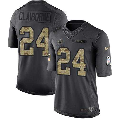 Nike Dallas Cowboys #24 Morris Claiborne Black Men's Stitched NFL Limited 2016 Salute To Service Jersey