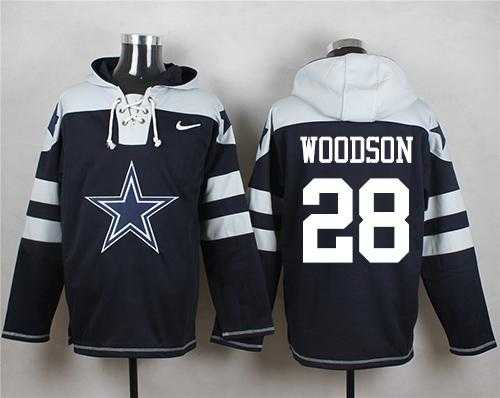 Nike Dallas Cowboys #28 Darren Woodson Navy Blue Player Pullover NFL Hoodie