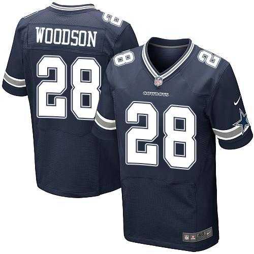 Nike Dallas Cowboys #28 Darren Woodson Navy Blue Team Color Men's Stitched NFL Elite Jersey