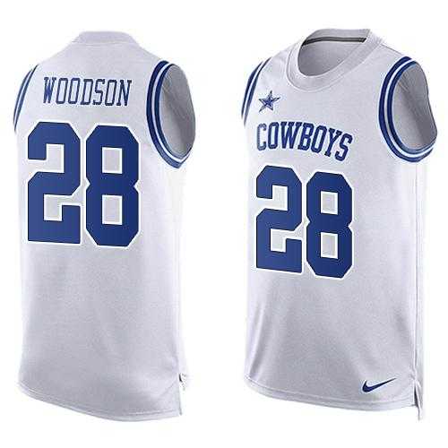 Nike Dallas Cowboys #28 Darren Woodson White Men's Stitched NFL Limited Tank Top Jersey