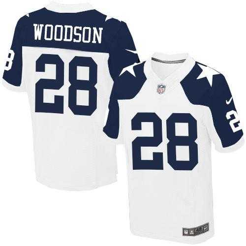 Nike Dallas Cowboys #28 Darren Woodson White Thanksgiving Throwback Men's Stitched NFL Elite Jersey