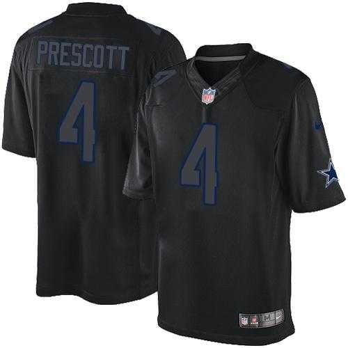 Nike Dallas Cowboys #4 Dak Prescott Black Men's Stitched NFL Impact Limited Jersey