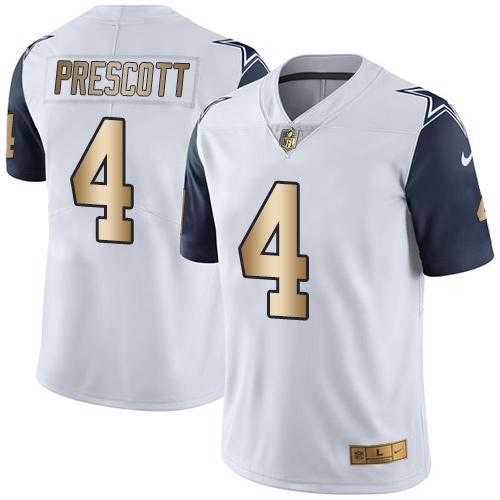 Nike Dallas Cowboys #4 Dak Prescott White Men's Stitched NFL Limited Gold Rush Jersey