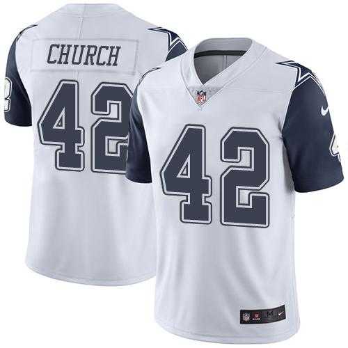 Nike Dallas Cowboys #42 Barry Church White Men's Stitched NFL Limited Rush Jersey