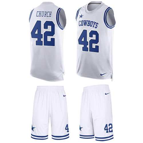 Nike Dallas Cowboys #42 Barry Church White Men's Stitched NFL Limited Tank Top Suit Jersey