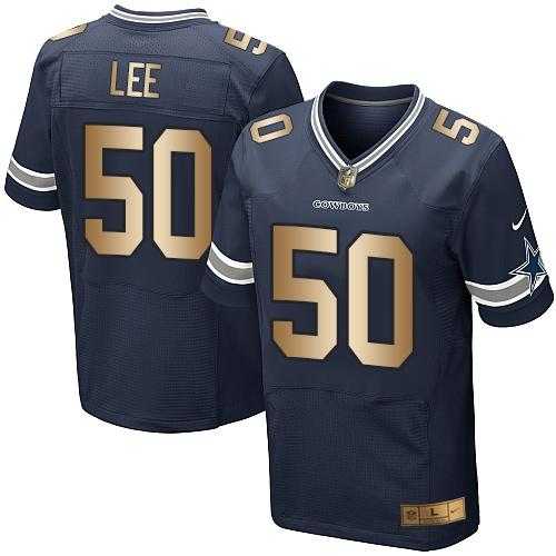 Nike Dallas Cowboys #50 Sean Lee Navy Blue Team Color Men's Stitched NFL Elite Gold Jersey